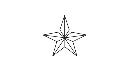 Fototapeta premium Simple black line drawing of a five-pointed nautical star symbol isolated on a white background for marine navigation or design.
