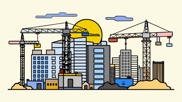 construction site with cranes