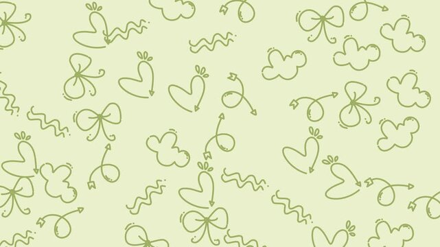 Soft Green Doodle Pattern Video Frames.