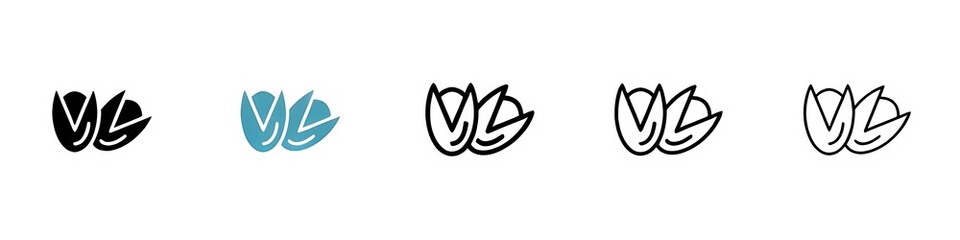 Shells nut vector icon set. Shells nut vector symbol for UI designs. Thin line customizable illustration. Contour symbol. Vector isolated outline drawing. Editable stroke © Lovely