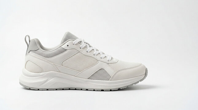 Clean modern sneakers side view, isolated on white background. Ideal for fashion and footwear concepts.