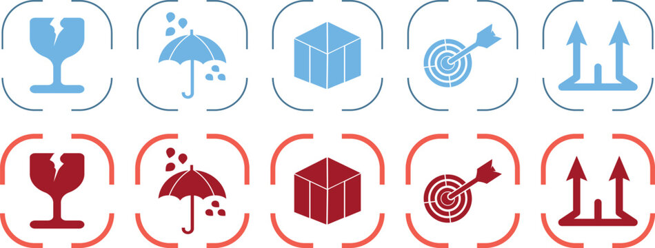 Packaging and Handling Symbols Icon Set &ndash; Shipping, Fragile, Logistics and Delivery Icons