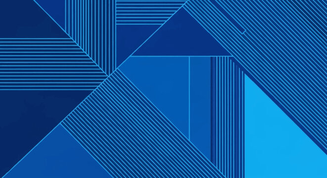 Abstract Geometric Background with Blue Parallel Lines and Triangles