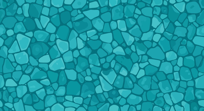 Seamless Pattern of Teal Blue Stone Tiles or Pebble Texture