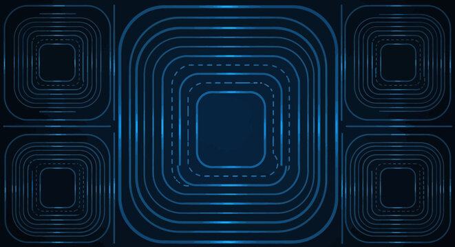 Abstract Glowing Blue Rounded Square Geometric Pattern Background