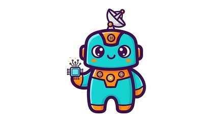 Obraz premium A funny cartoon robot clown figurine designed as a 3d vector illustration toy for a child gift isolated on a red background