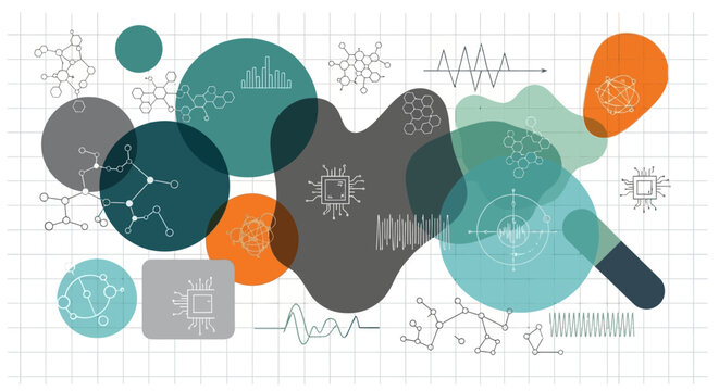 Abstract Technology and Science Background with Geometric Shapes and Circuit Patterns