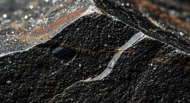 Close-up of black stone texture.