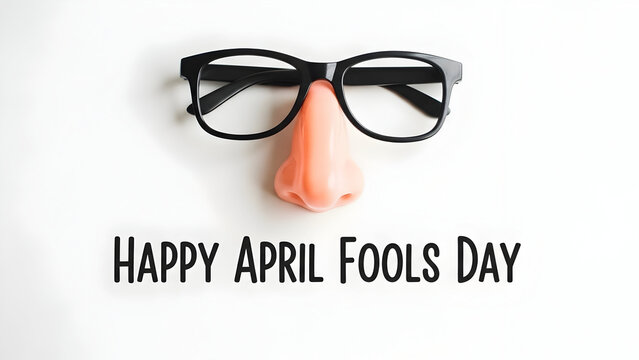 A humorous conceptual arrangement featuring a pair of black glasses and a plastic nose disguise