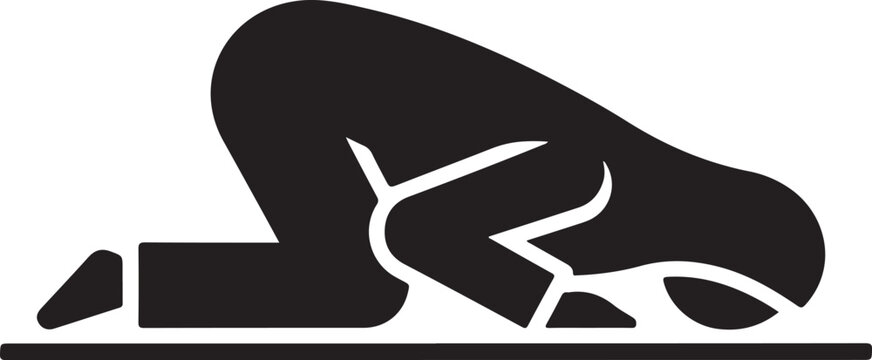 Muslim man in prostration, prayer silhouette
