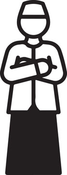 Muslim man silhouette, standing with crossed arms