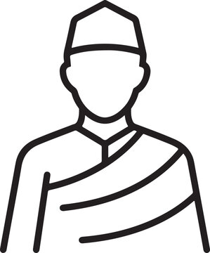 Thai traditional man silhouette, wearing sawat dee hat and sash