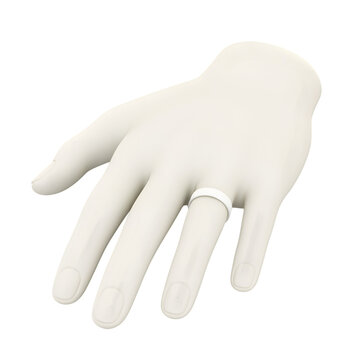 Elegant Minimalist White Wedding Ring on Mannequin Hand Display