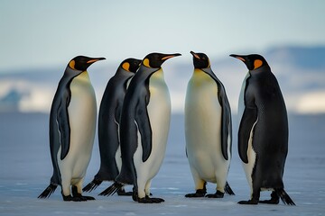 Fototapeta premium King penguins, wildlife, Antarctica, birds, nature, ice