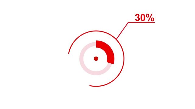 Loading icon animation 30% circle. 30 percent circle round do nut chart .In of graphic Element with Alpha Channel 4k video royalty free graphic animation
