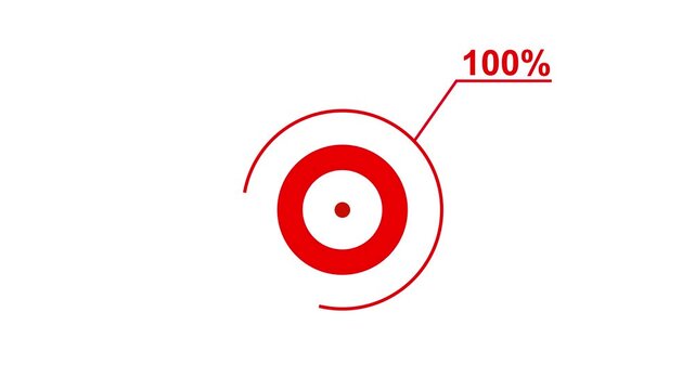 Loading icon animation 100% circle. 100 percent circle round do nut chart .In of graphic Element with Alpha Channel 4k video royalty free graphic animation