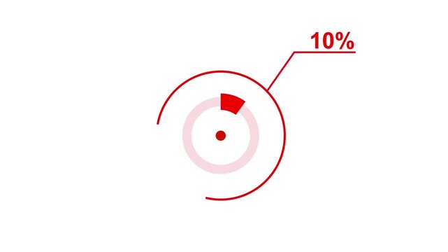 Loading icon animation 10% circle. 10 percent circle round do nut chart .In of graphic Element with Alpha Channel 4k video royalty free graphic animation