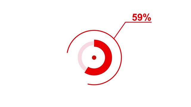 Loading icon animation 59% circle. 59 percent circle round do nut chart .In of graphic Element with Alpha Channel 4k video royalty free graphic animation
