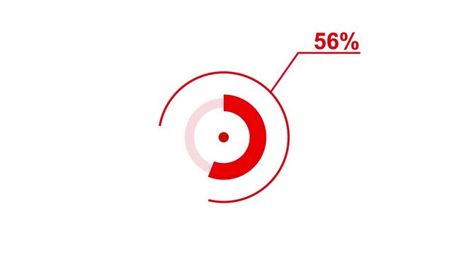 Loading icon animation 56% circle. 56 percent circle round do nut chart .In of graphic Element with Alpha Channel 4k video royalty free graphic animation