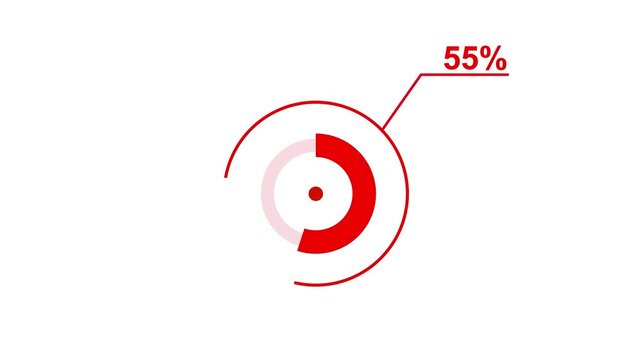 Loading icon animation 55% circle. 55 percent circle round do nut chart .In of graphic Element with Alpha Channel 4k video royalty free graphic animation