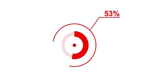 Loading icon animation 52% circle. 52 percent circle round do nut chart .In of graphic Element with Alpha Channel 4k video royalty free graphic animation
