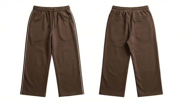 Brown pants Mockup are shown from the front and back on a white background