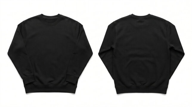 Two black crewneck sweatshirts Mockup displayed on a white background