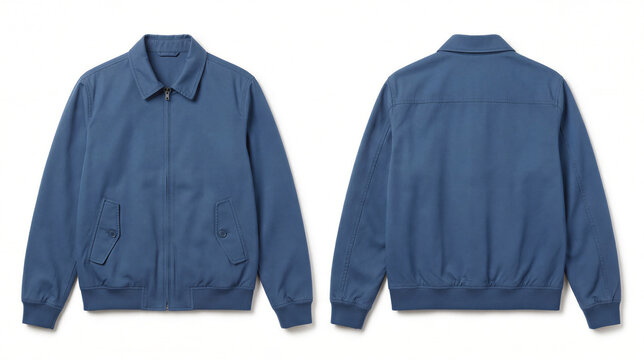 Blue jacket Mockup displayed from front and back on white background