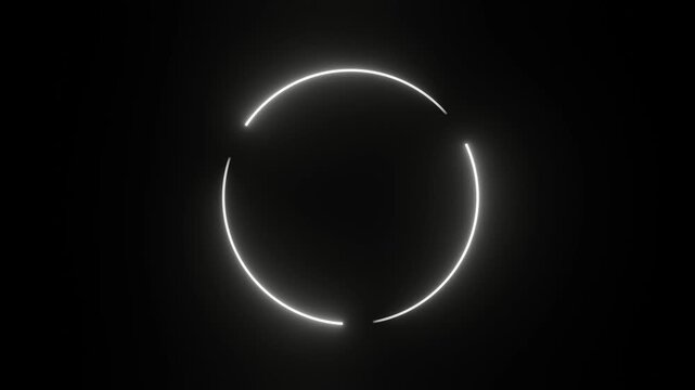Glowing white rotating circle ring loop animation on dark background