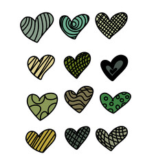 Fototapeta premium full colour Hand Drawn Love Icon Set Doodle Heart Symbols Collection