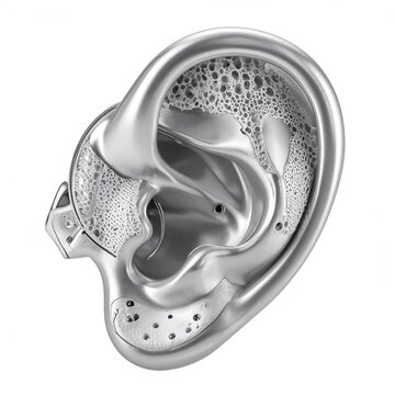 Detailed 3D Rendering of a Human Ear with Intricate Details.