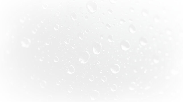 Water drops clinging to a surface on a transparent background showcasing clarity and detail in their shapes and reflections