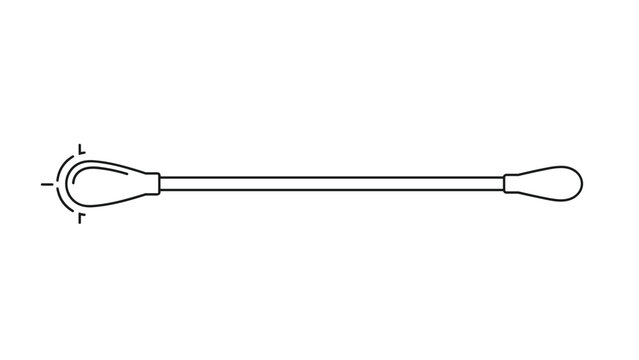 Single cotton swab or q-tip for personal hygiene and cosmetic use shown in a simple horizontal line art illustration style.