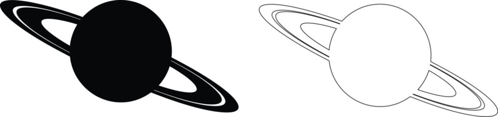 Saturn planet ring astronomy space universe outline icon. © Hafsa