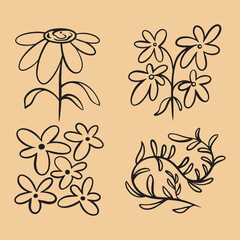 Obraz premium Hand Drawn Flower Floral Vector Illustration