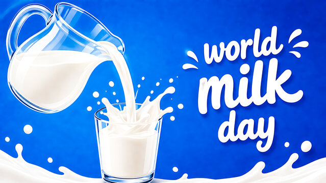 A glass of milk being poured from a jug on World Milk Day