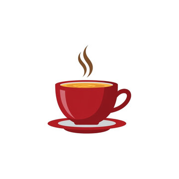 Red Coffee Cup with Steam Rising.