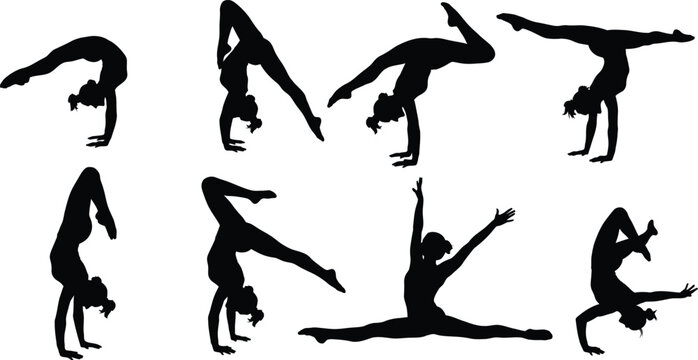 Female acrobat gymnast flexible pose silhouette