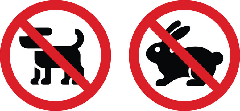 Prohibition signs for dogs and rabbits in restricted areas Vector