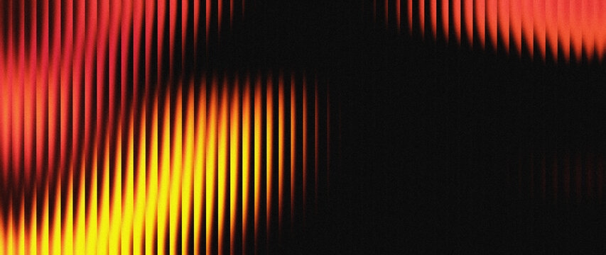 Grainy vertical ribbed glass background showing a red, orange, and yellow gradient flow, for dynamic panoramic website hero banners and sections.