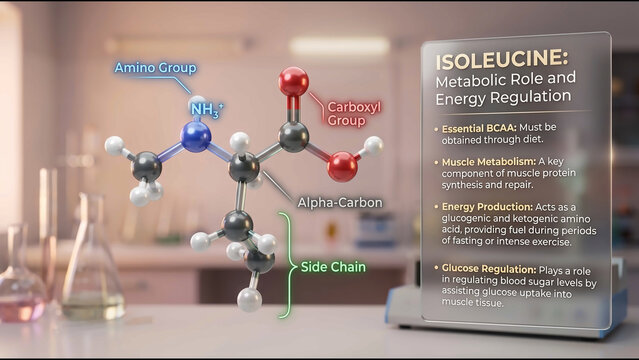 Leucine - Branched Chain Amino Acid for Muscle Growth 3D