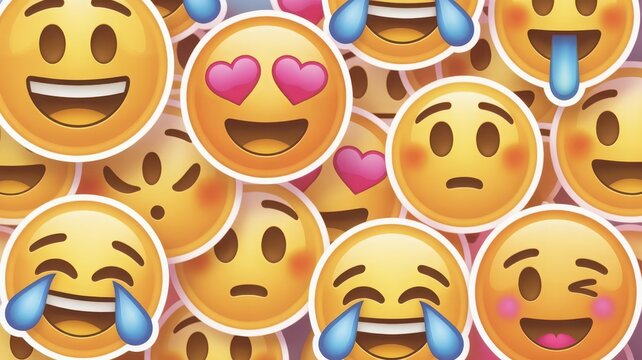 A colorful collection of various emojis expressing different emotions and reactions