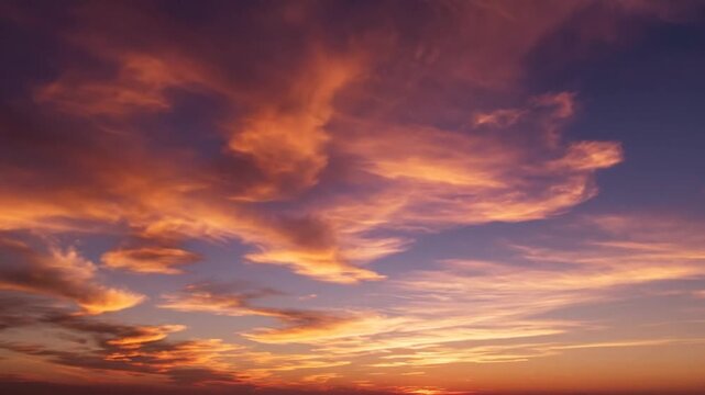 Dramatic sunset sky with golden clouds and vibrant colors background