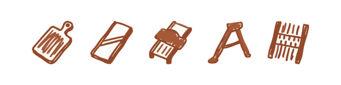 Hand Drawn Kitchenware and Food Preparation Tool Icon Set