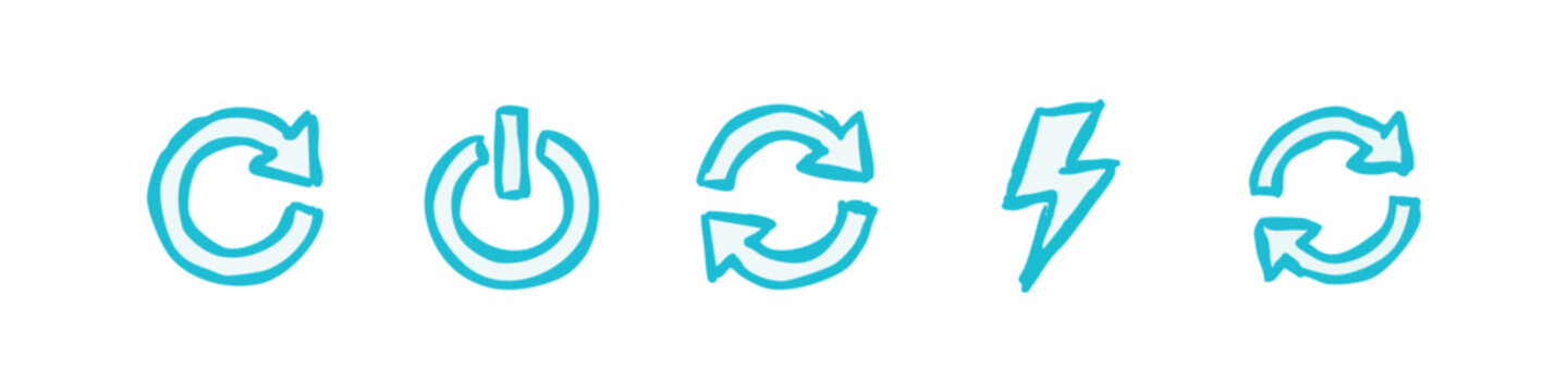 Collection of Hand Drawn Interface and Navigation Icons