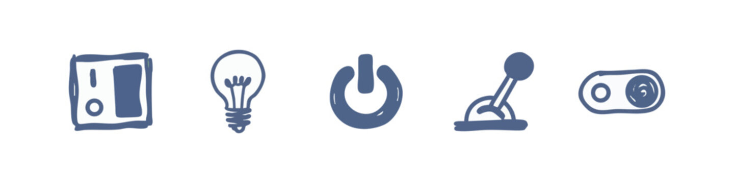 Set of Hand Drawn Technical Control and Switch Icons