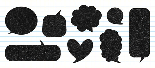 Set of Speech Bubble Message with Crayon or Chalk texture. Hand drawn doodle style comic chat box. Child cartoon talk frame. Vector illustration © accogliente