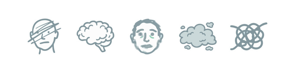 Brain, emotions, and confusion icon set © liubomir118809