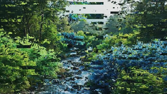 Distorted Abstract Vibrant Landscape Scene