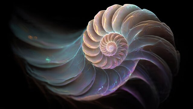 Iridescent Nautilus Shell with Cosmic Glow